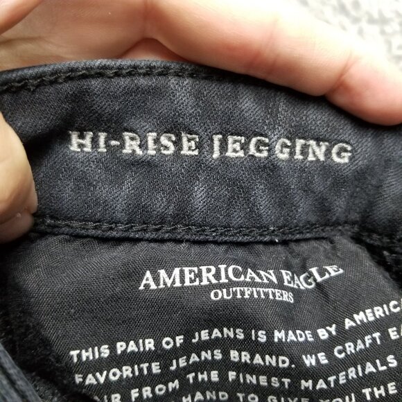 American Eagle Outfitters Jeans Womens 8 Black Hi-Rise Jegging Stretch Denim - Picture 9 of 12